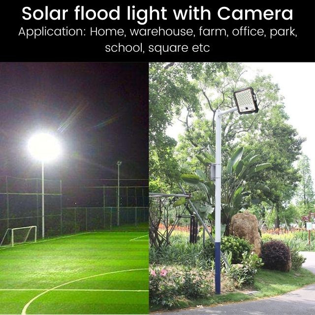 solar powered flood light camera CCTV with security and lighting function all-in-one